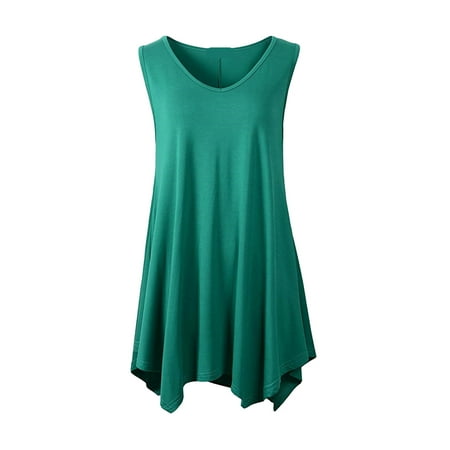 DondPO Going Out Tops for Women Corset Tops Womens Vest Extended Sleeveless V Neck Tunic TShirt Top Casual Summer Dress Loose Bottom Shirt Tank Top for Women Camisole Tops Green 2 S