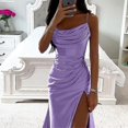 thumbnail image 2 of Robes Longues Maxi pour Femmes Col Bénitier Robe de Soirée Sans Manches en Satin Robe Décontractée de Fête, 2 of 4