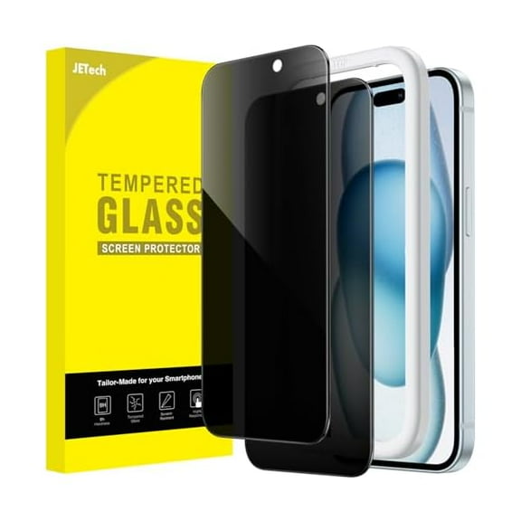 Privacy Screen Protector for iPhone 15 Plus 6.7-Inch, Anti-Spy Tempered Glass Film with Easy Installation Tool, 2-Pack