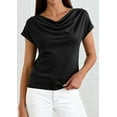 thumbnail image 3 of PRETTYGARDEN Blouses for Women Dressy Casual Summer Cowl Neck Short Sleeve Tops Spring Work Office Teacher Shirts, 3 of 10