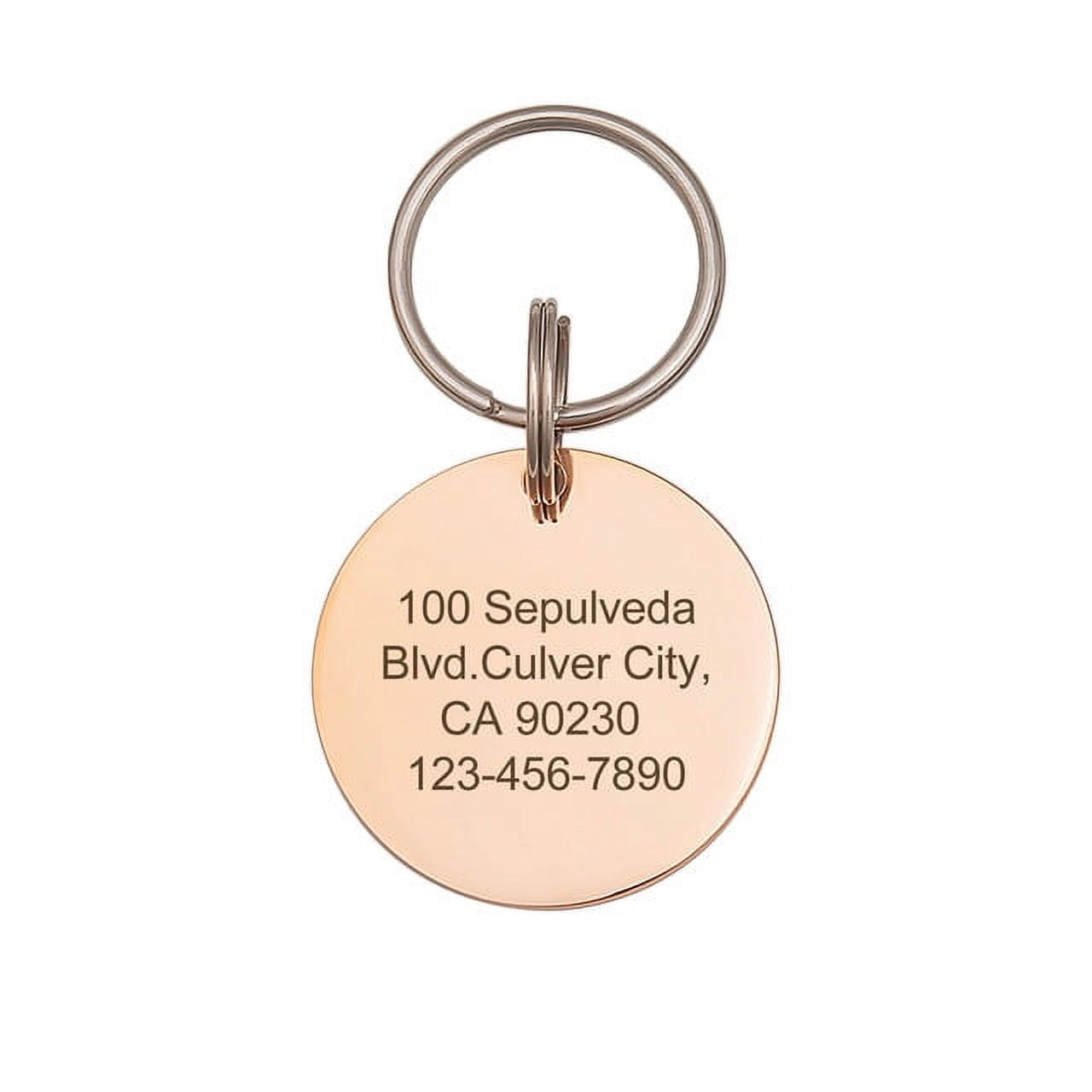 Anavia Stainless Steel Double Sided Round Name - Birth Year & Good Girl Boy Engraved Dog & Cat ID Tag, Rose Gold, L
