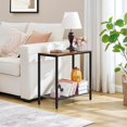 thumbnail image 5 of 2 Tier End Table, Sofa Side Table, Narrow Side Table with Storage, Slim Nightstand for Small Spaces, Metal Frame, for Living Room, Bedroom, Sofa Couch, Hall, Rustic Brown, 5 of 18