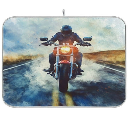 

Kitchen Drying Mat 16x18In Drying Dish Mat Dish Drying Mats Kitchen Countertop Multi-Function Drain Drying Mat Kitchen Table Motorcycle on The Road