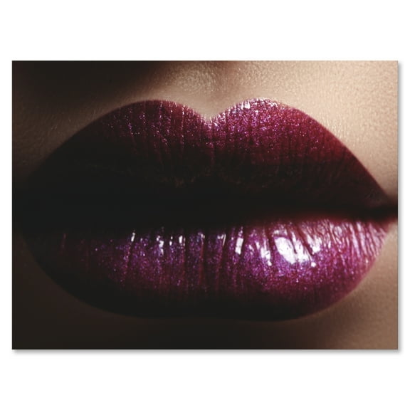 Designart ' Close-Up Of Woman Plump Lips With Glitter ' Modern Canvas Wall Art Print