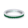 thumbnail image 3 of AFFY Round Shape Simulated Green Emerald Full Eternity Band Ring In 14K White Gold Over Sterling Silver, Ring Size-7.5, 3 of 6