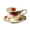 thumbnail image 3 of Juego de taza y platillo de para café de cerámica, con estampado floral único y versátil, 250 ml, para latte art, regalo de boda, 3 of 9