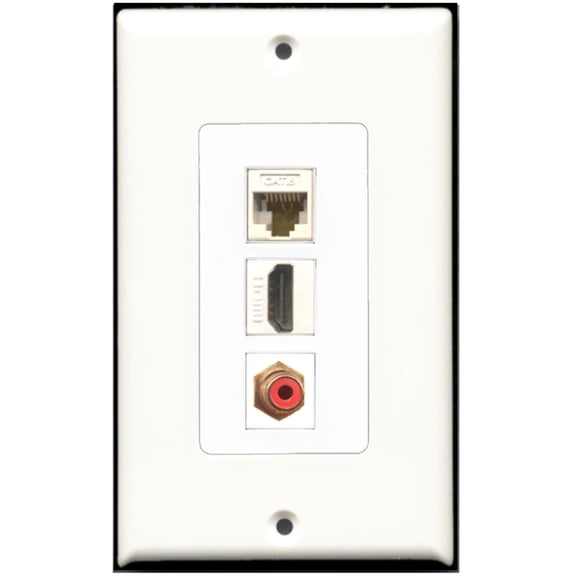 Ultra Spec Cables 1 Port HDMI 1 Port RCA Red 1 Port Cat6 Wall Plate F/F DecorZ