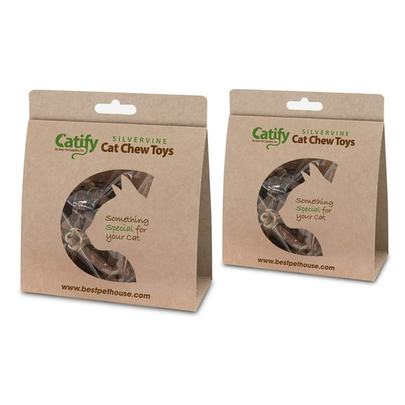 Natural Silvervine Cat Chew Toy | Interactive Silver Vine Chewing Toys with Catnip Like Effect - Hexagon, 2 Packs