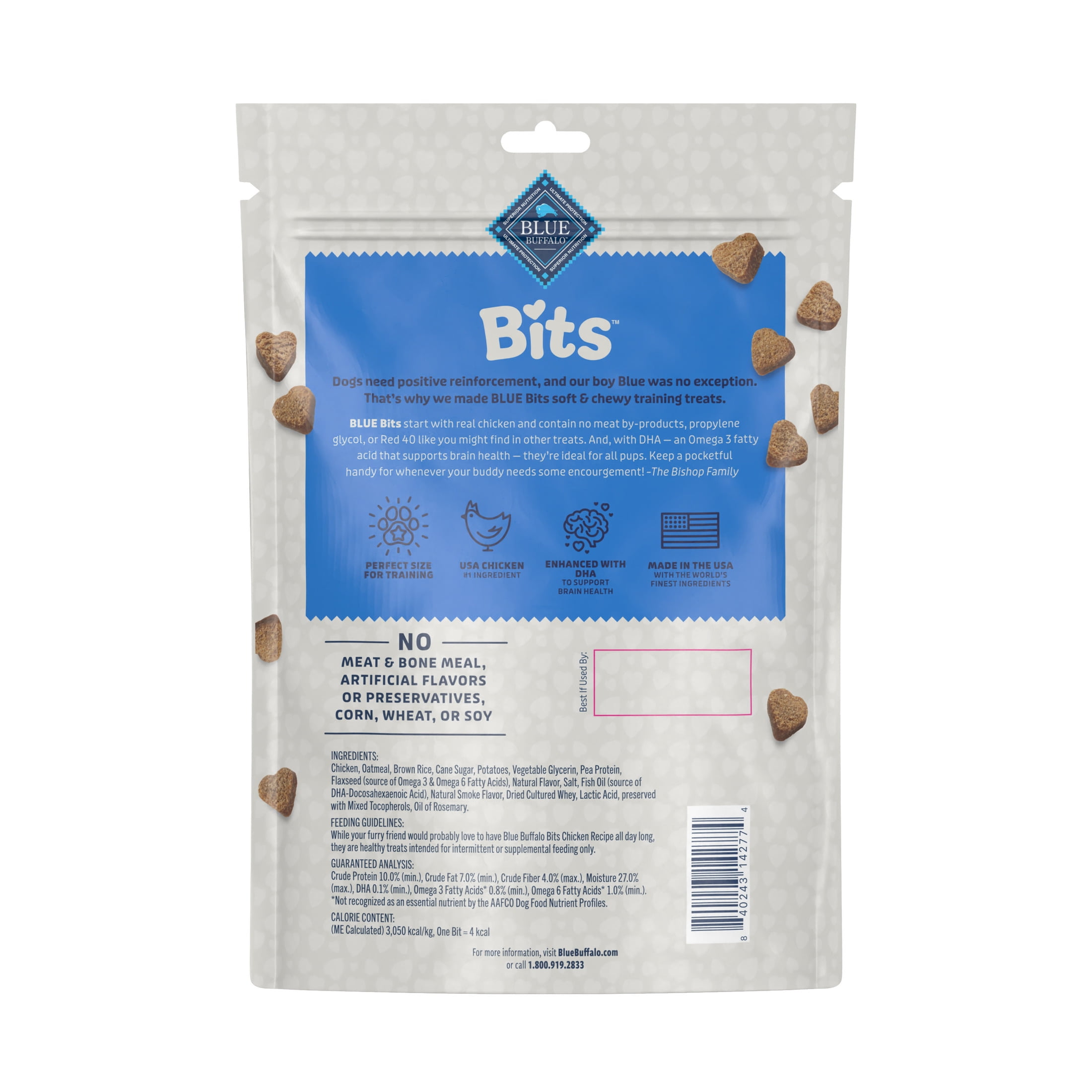 (4 pack) Blue Buffalo Bits Soft Dog Treats for Training, Enhanced with DHA, 19-oz. Bag