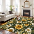 thumbnail image 2 of 6'x9' Area Rugs, Summer Sunflowers Indoor Outdoor Area Rug for Living Room Bedroom, Spring Floral Botanical Watercolor Washable Bathroom Rugs Kitchen Floor Carpet Mats Home Decor Aesthetic, 2 of 8