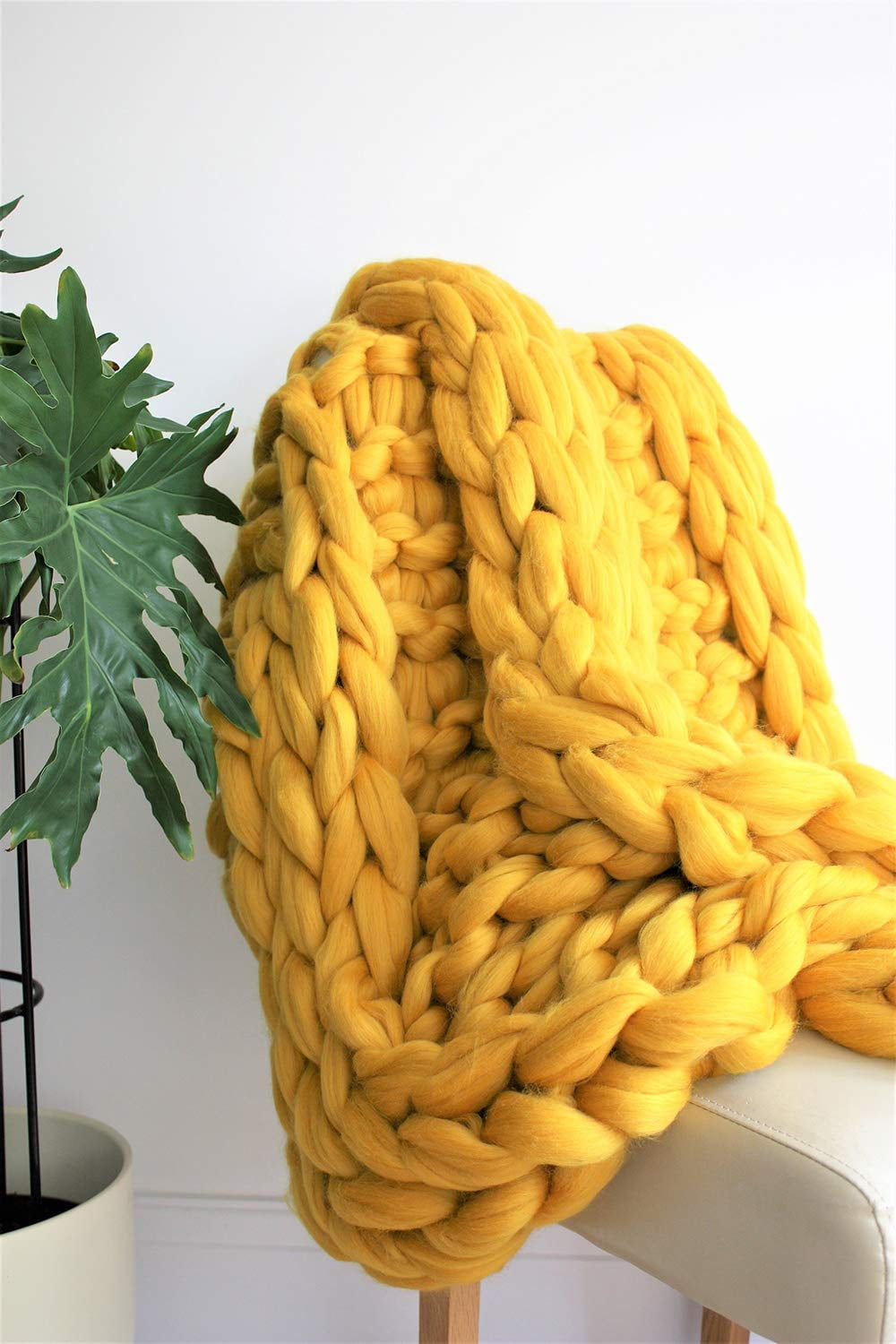 Chunky knit throw mustard new arrivals