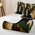 thumbnail image 4 of Castle Fairy Vintage Earth Camo Bed Spread Queen 3pcs,Abstract Painterly Blotch Queen Coverlet Set,Khaki Olive Black,1 Quilt and 2 Pillowcases, 4 of 7