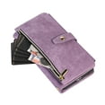 thumbnail image 4 of Allytech Zipper Wallet Case for Samsung Galaxy S24 with Wrist Strap & Shoulder Strap, Premium PU Leather Card Slots Kickstand Magnetic Clasp Shockproof Protective Cover Case - Purple, 4 of 9