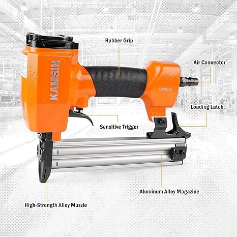 KAMSIN F30 18 Gauge Pneumatic Brad Nailer, Air Power Brad Nailer for Woodworking Furniture Cabinet