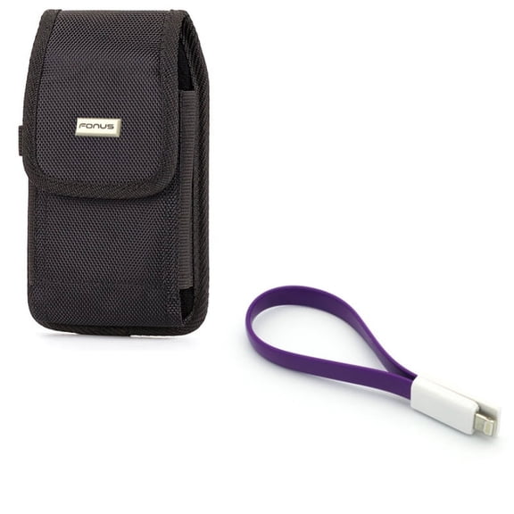 Case Belt Clip w Short USB Cable for iPhone XR - Swivel Holster Rugged Cover Pouch, Charger Cord Power Wire Fast Charge Compatible With iPhone XR