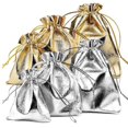 thumbnail image 1 of 25pcs 7x9/9x12/10x15cm Fabric Packing Gift Bags Gold Color Jewelry Packaging Bag Wedding Party Present Drawstring Pouch, 1 of 7