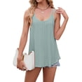 thumbnail image 2 of Womens Solid Color Round Neck Sleeveless Tank Top Basic Layering Undershirt Casual Dark Green S, 2 of 9