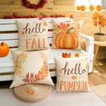 thumbnail image 6 of Fall Decorative Throw Pillow Covers 18x18 Inch, Set of 4 Pillowcases Pumpkins Maple Leaves, Autumn Harvest Thanksgiving Halloween Pillow Case for Farmhouse Home Couch Sofa(Beige), 6 of 6