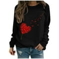 thumbnail image 2 of T-shirt de la Saint-Valentin pour Femmes 2024, Chandails à Col Rond, T-Shirts Décontractés avec Cœur, T-Shirts Graphiques Amples à Manches Longues, Chandails à Enfiler, Hauts Mode pour les Fêtes, T-Shirt, 2 of 6