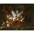 thumbnail image 2 of Gaspar Peeter Verbruggen the Elder 24x20 Gold Ornate Framed and Double Matted Museum Art Print Titled - Still Life of Pink Roses,&nbsp;Tulips, Hyacinths, Jasmine and Other Flowers Loosely Arrange, 2 of 4