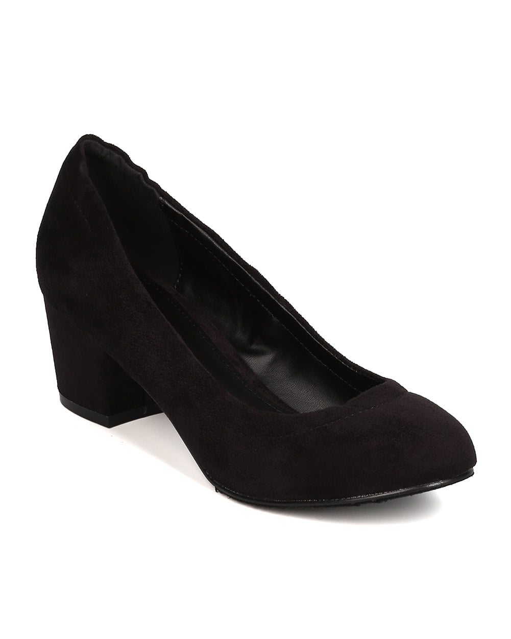 Breckelles Kelly11 Women Faux Suede Almond Toe Chunky Heel Pump