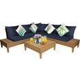 thumbnail image 2 of Costway 4PCS Patio Rattan Furniture Set Loveseat w/Wooden Side Table Cushioned Navy, 2 of 10