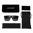 thumbnail image 4 of JIM HALO Retro Polarized Sunglasses Men Women Flat Top Square Driving Glasses（Matte Black Frame / Polarized Gradient Grey Lens ）, 4 of 7