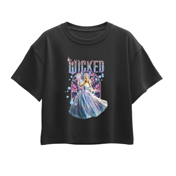 Wicked - Glinda Fun Florals - Youth Girl Short Sleeve Boxy Tee