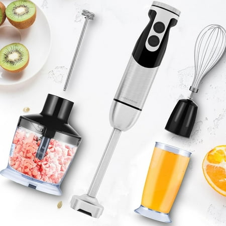 Pro Reinforced 5-in-1 Immersion Hand Blender, Powerful Motor with 80% Sharper Blades, 12-Speed Corded Blender (Black)