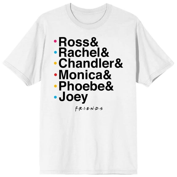 Friends TV Show Character Names Men's White T-shirt-Medium