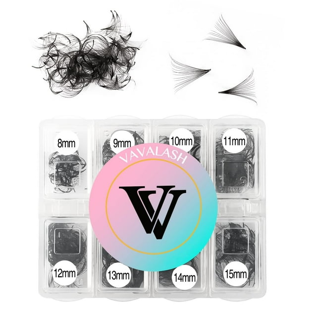 Extensiones de pestañas VAVALASH 600, ventiladores prefabricados, 8-15 mm, 16D 0.03