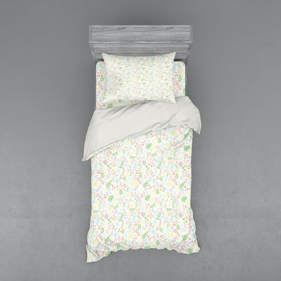 Ambesonne Leaf Bedding Set 3 Pcs, Wedding Foliage Leaves, Twin XL, Multicolor