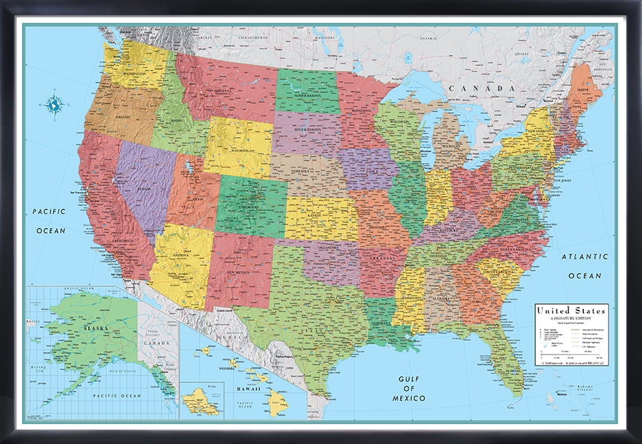 32x50 RMC United States USA Signature Push-Pin Travel Wall Map Foam ...