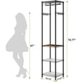 thumbnail image 5 of R1 Coat Rack Freestanding, Hall Tree with 4 Storage Shelves and 16 Hooks, Coat Rack Stand with Shelves, Small Clothes Rack Organizer for Entryway, Hallway, Bedroom, Office, Black, 5 of 8
