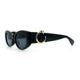 thumbnail image 6 of Womens Cheetah Emblem Classic Mod Fashion Thick Plastic Oval Sunglasses All Black, 6 of 8