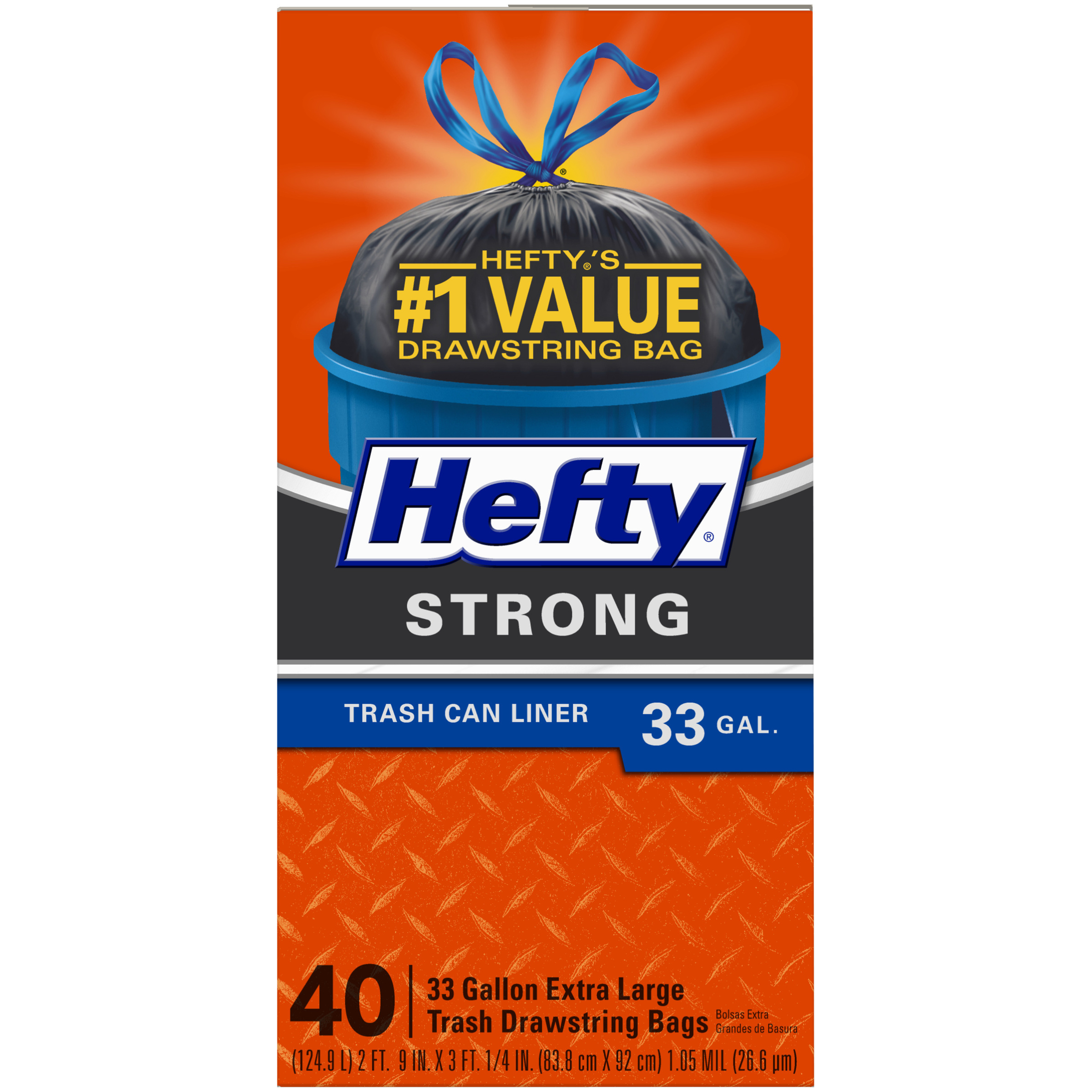 Hefty® Strong 33 Gallon Trash Can Liner Extra Large Trash Drawstring Bags 40 ct Box