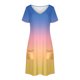 thumbnail image 4 of Vestido Corto de Verano Moda Gradiente Corto de Manga en V Cuello Vestido Casual, Poliéster Ligero de Verano, Lavado de Manos, 4 of 9