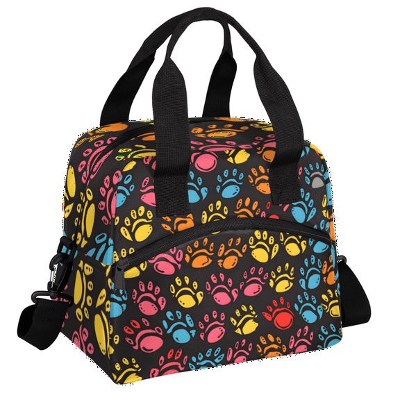 Herdesigns Colorful Cat Paw Print Insulated Lunch Bag for Women Men Adults Large Reusable Lunch Box Leakproof Portable Cooler Tote Bags with Adjustable Shoulder Strap