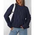 thumbnail image 6 of Casual Women Long Sleeve Sweater 2025 Fall Ribbed Knit Pullover Loose Crewneck Cable Sweater Jumper Tops, 6 of 6