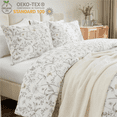 thumbnail image 3 of 3 Pieces French Garden Botanical Floral Butterfly King Comforter Set Vintage Style White Soft 100% Cotton Garden Floral Aesthetic Bedding Set, 3 of 6