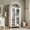 white, variant on Huloretions Arched Kitchen Pantry,63" Tall Arched Cabinet,Kitchen Storage Cabinets with 2 Doors & Adjustable Shelves for Living Room,Dining Room