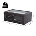thumbnail image 2 of 2-Tier Rattan Patio Coffee Table Outdoor Side Table PE Wicker Patio Garden Tea End Desk with Tempered Glass Top & Storage for Balcony, Backyard, Poolside, 2 of 7