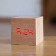 thumbnail image 4 of Yesbay Wooden Square Digital LED USB Desk Alarm Clock Table Voice Control Decoration,Bamboo Wood Red Figure, 4 of 8