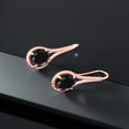 thumbnail image 5 of Gem Stone King 18K Rose Gold Plated Silver Black Sapphire Drop Dangle Earrings for Women | 12.00 Cttw | Gemstone September Birthstone | Oval 12X10MM | 1.18 inch, 5 of 5