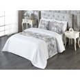 thumbnail image 3 of Leaf Print Bed Runner Set, Gunge Pattern of Leaves Vintage Neutral Themed Botanical Ornament, Decorative Bedding Scarf & 2 Pillow Shams for Hotels Homes, Queen, Pale Blue Grey Tan White, by Ambesonne, 3 of 3