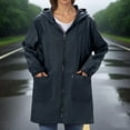 thumbnail image 3 of Fiaer,Oversized Full Zip Long Hooded Jackets for Women,Women's Windbreaker Lightweight Long Sleeve Casual Trendy Tops with Pockets Navy XXXXXXL, 3 of 5