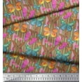 thumbnail image 2 of Soimoi Velvet Fabric Stripes & Butterfly Printed Fabric 1 Yard 58 Inch Wide, 2 of 3