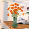 thumbnail image 4 of 4-Head Faux Anemone Flower Bouquet, Realistic Artificial Floral Arrangement for Mom's Day Party Wedding Venue, Elegant Interior Home Decoration Supplies, 7.87*22.83in, Orange, 4 of 6