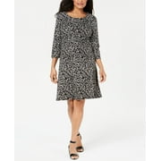 Karen Scott Women's Floral Print Swing Dress Black Size Petite Medium