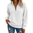 thumbnail image 5 of JFGHDG Women Half Zip Oversized Sweatshirts Long Sleeve Solid Color Drop Shoulder Fleece Workout Pullover White L, 5 of 8